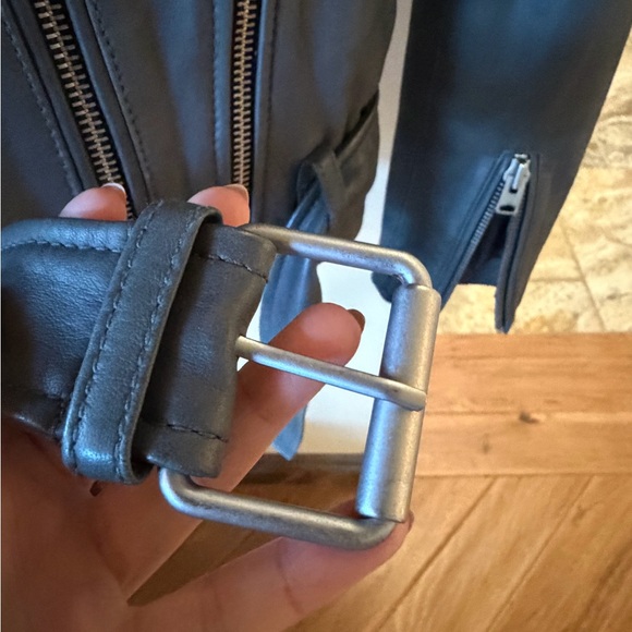 AllSaints Balfern leather biker jacket in grey - Picture 7 of 10